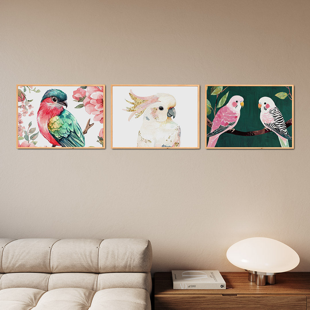 Vogel en bloemen Posterset
