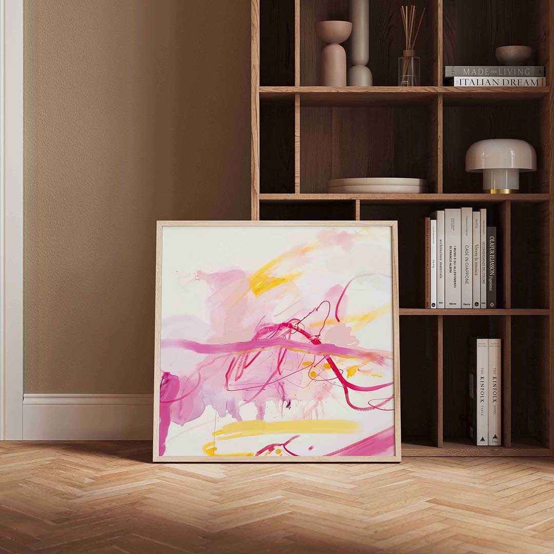 Abstracte roze en gele Poster