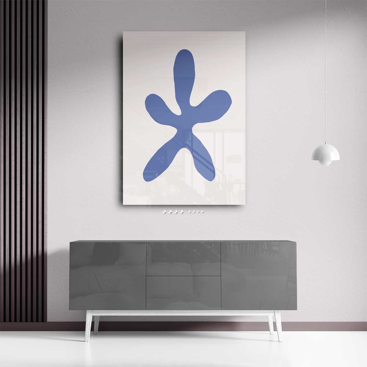 Blauwe Bloem Abstractie Kunstwerk-canvas-dibond-plexiglas-wanddecoratie-WallArtistic