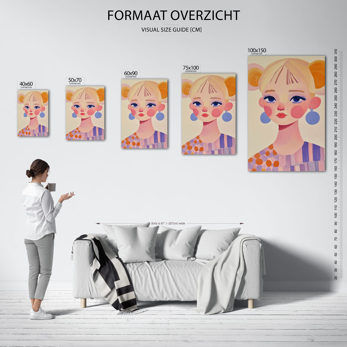 Vrolijk portret meisje Kunstwerk