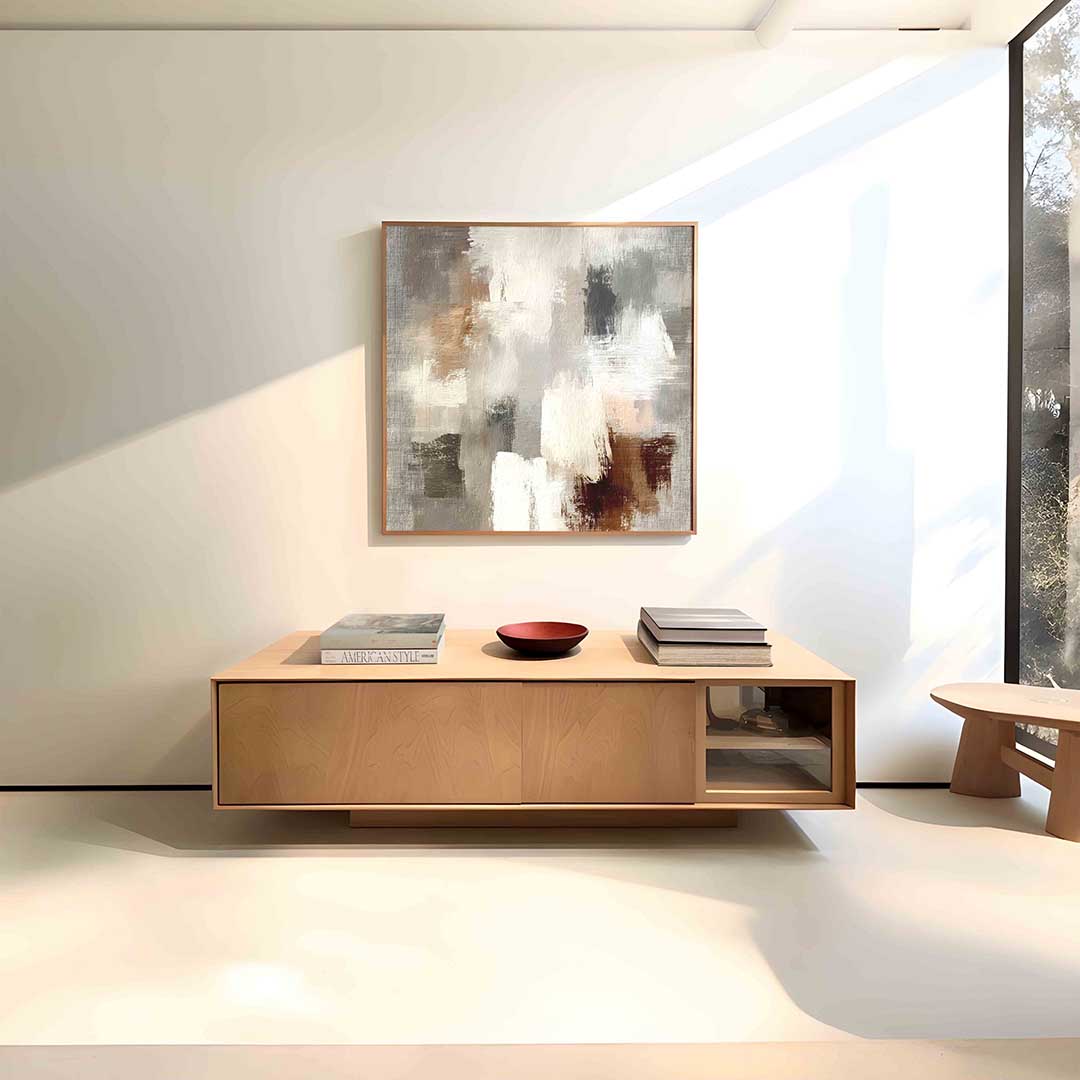Abstracte beige en grijze Poster