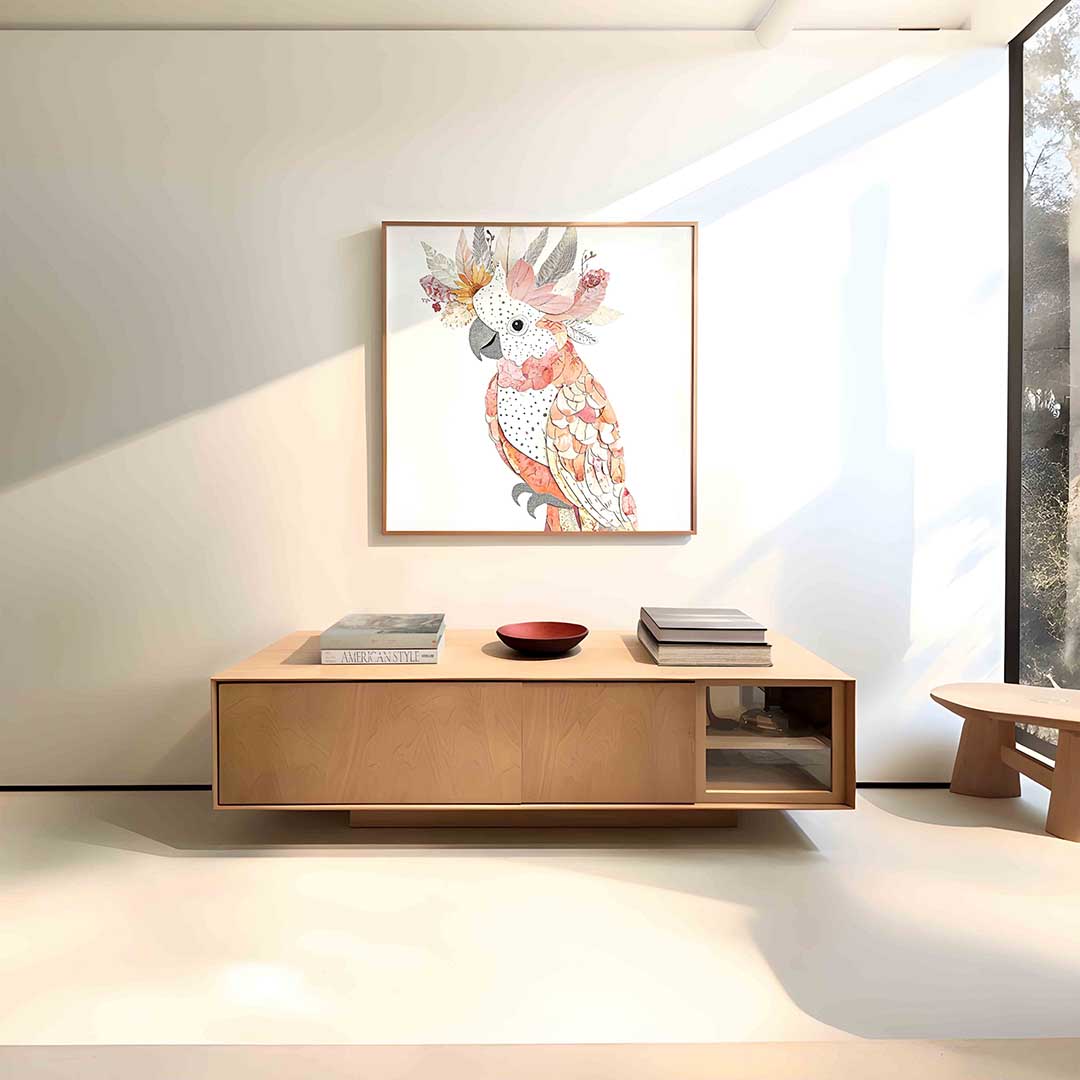 Papegaai met bloemen Poster