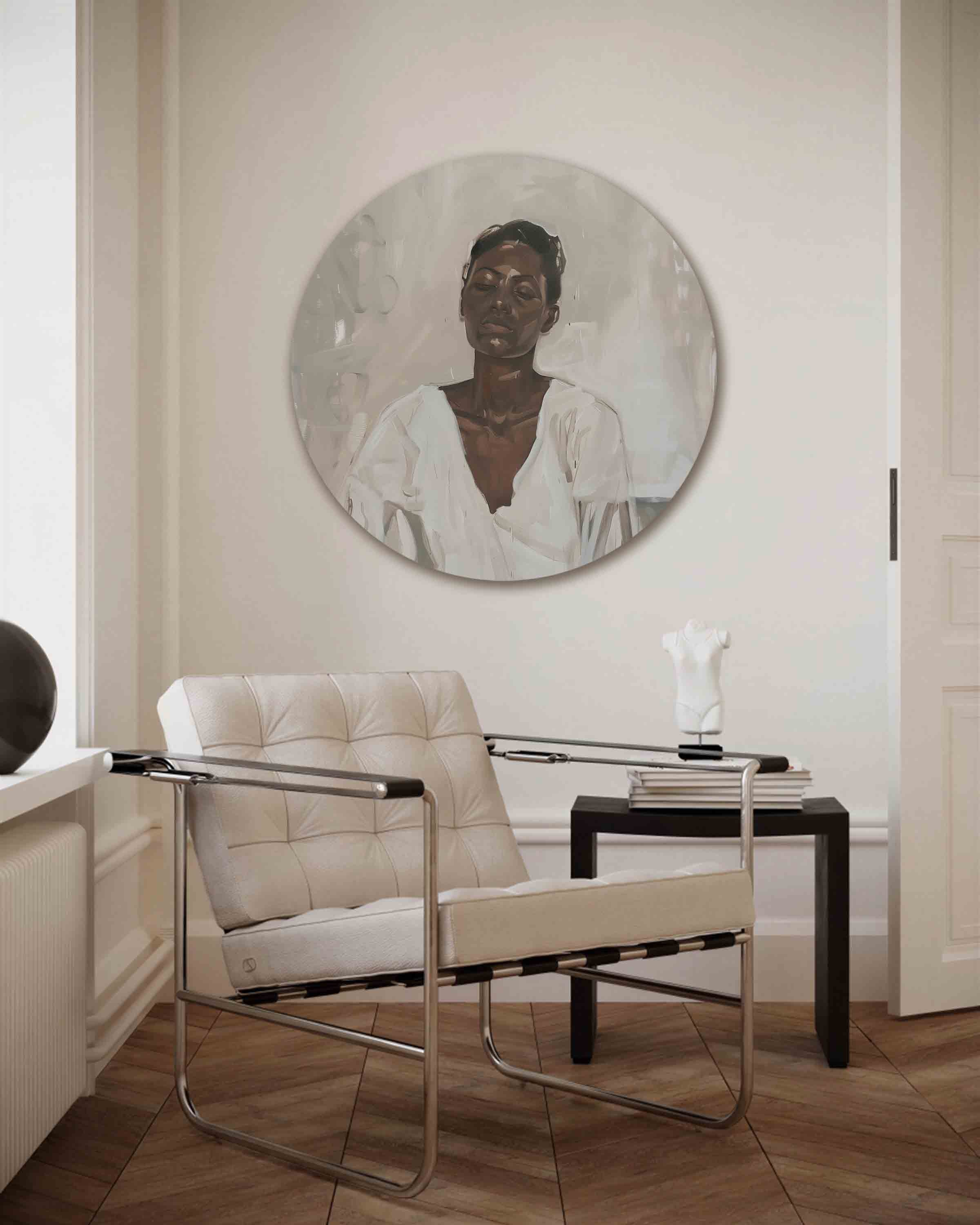 Portret in witte kleding Muurcirkel