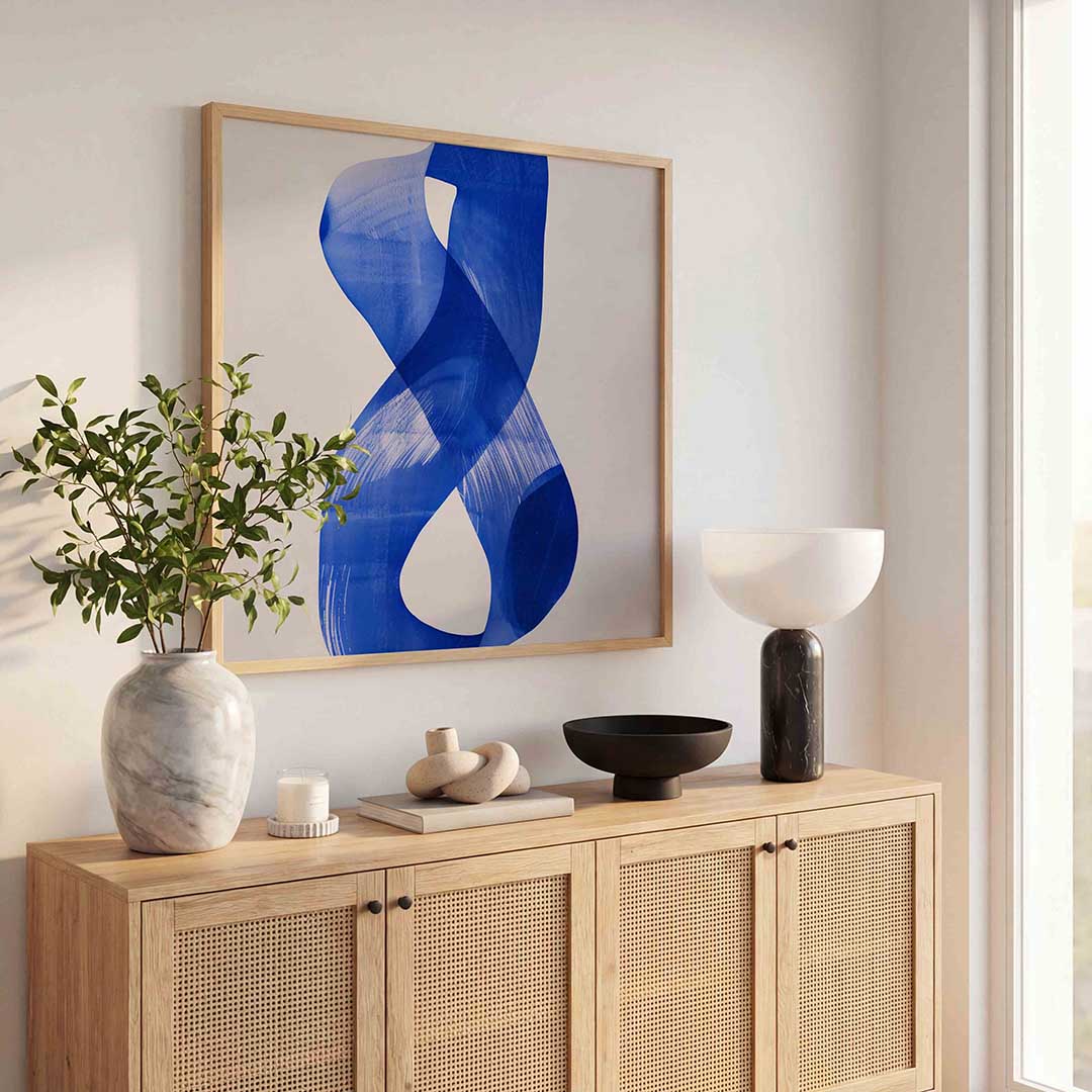 Abstracte blauwe vorm Poster
