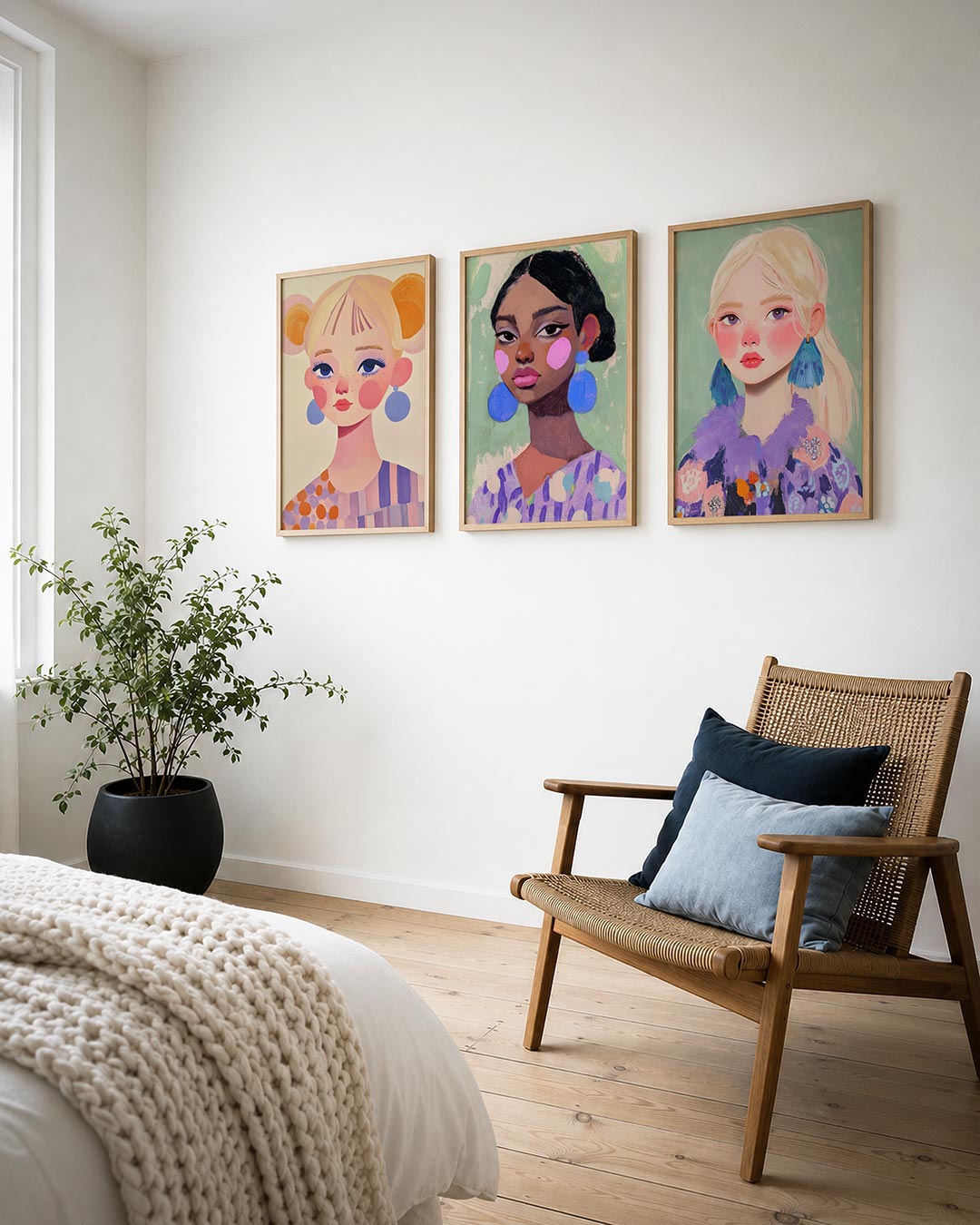 Kleurrijke portretvlakken Posterset
