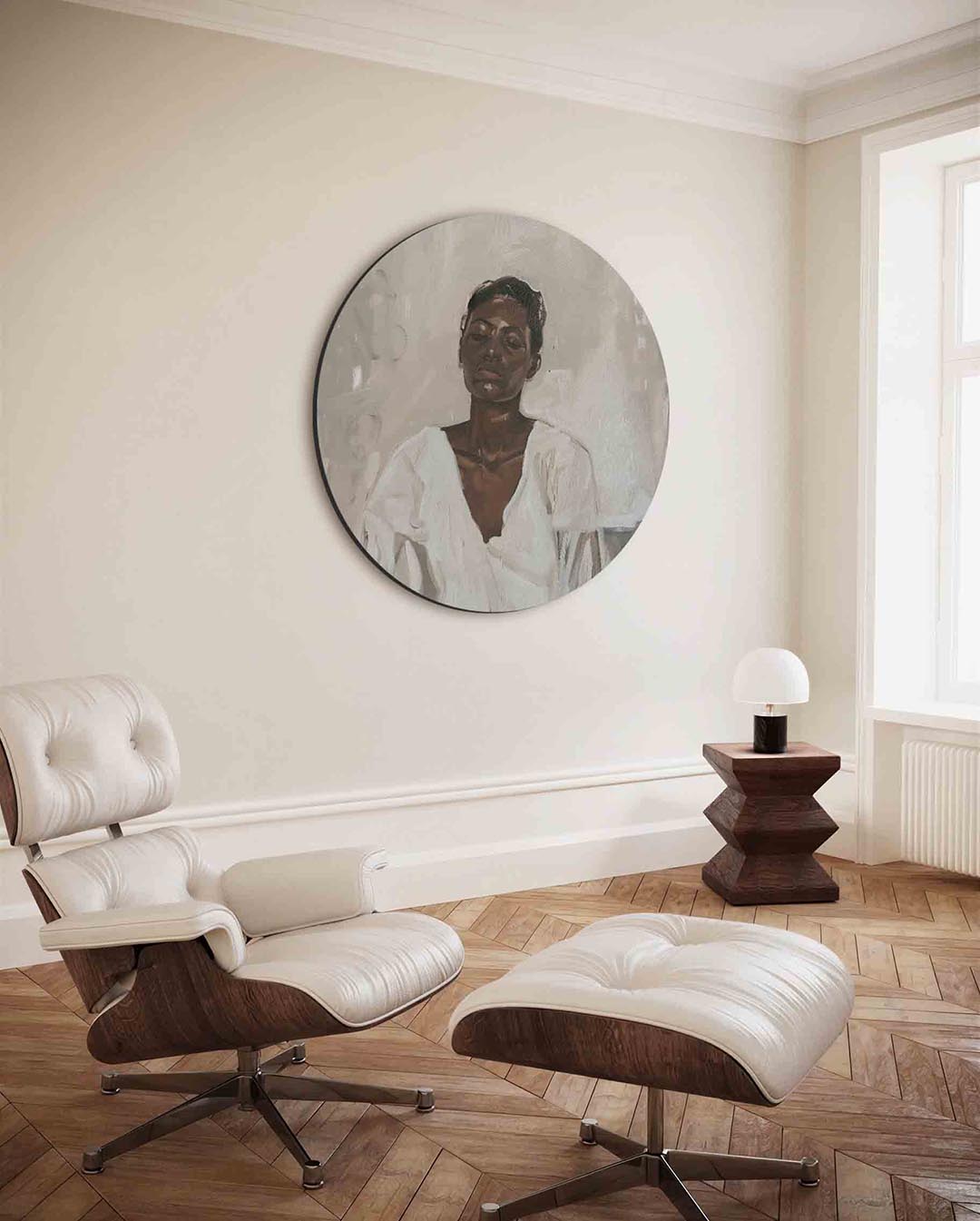 Portret in witte kleding Muurcirkel