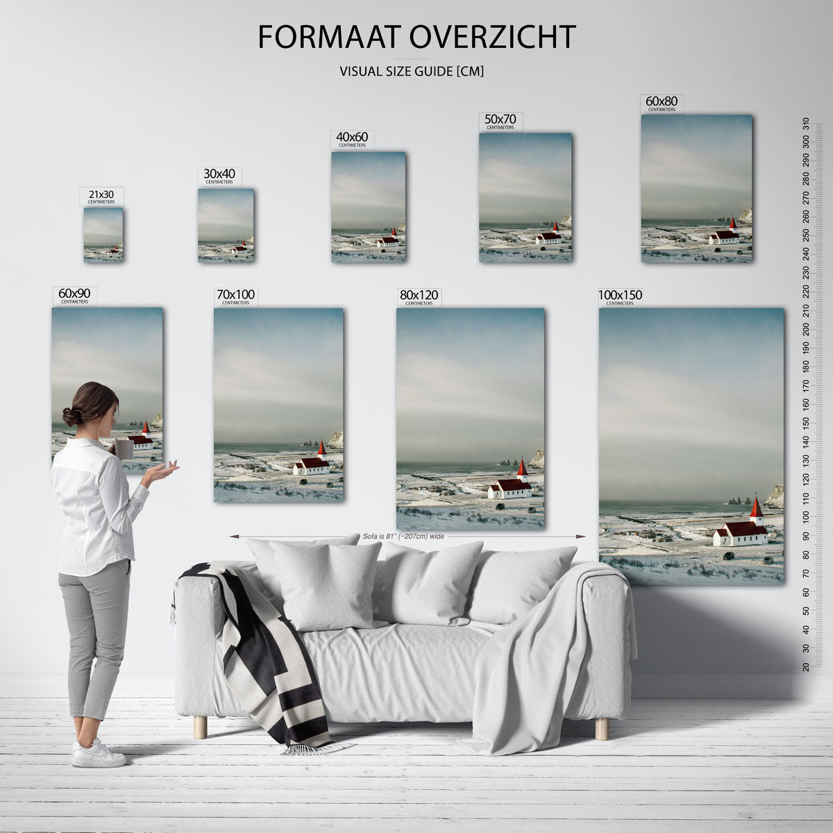 Winterse kustkerk Poster