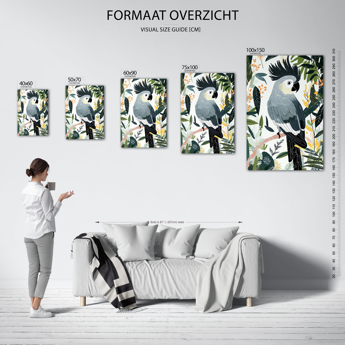 Vogels en bladeren Kunstwerk