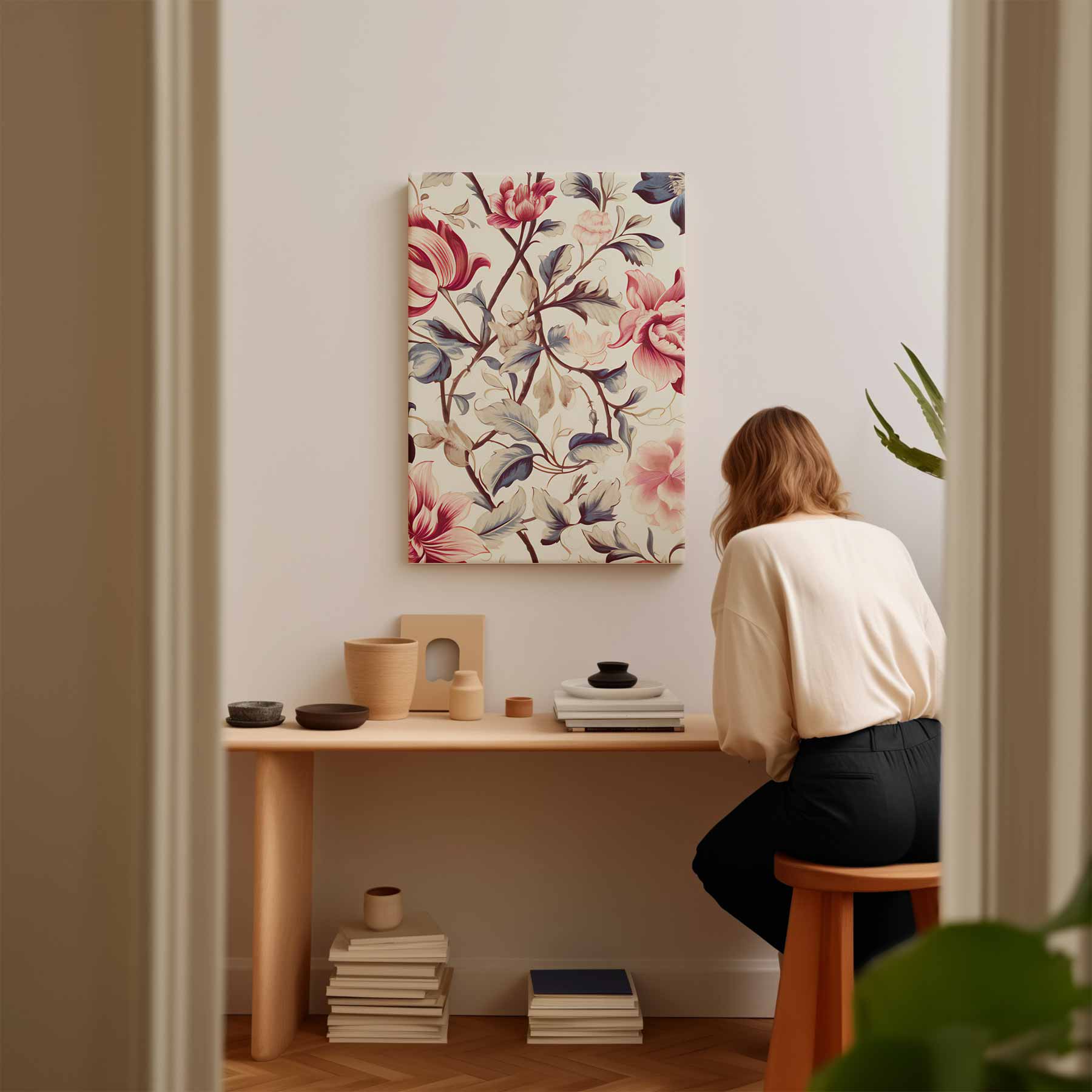 Romantisch Bloemenpatroon Kunstwerk-canvas-dibond-plexiglas-wanddecoratie-WallArtistic