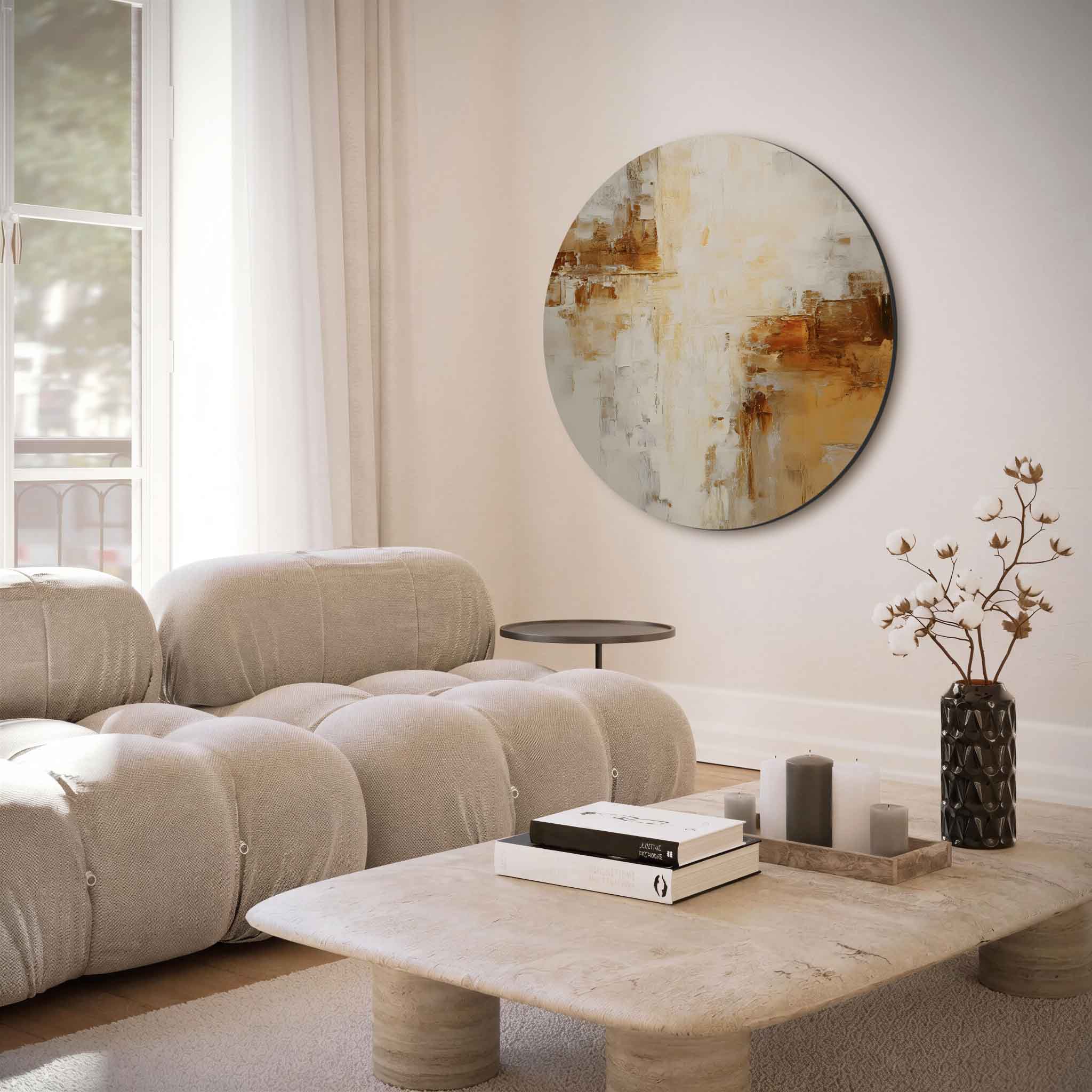 Abstracte beige en bruine Muurcirkel