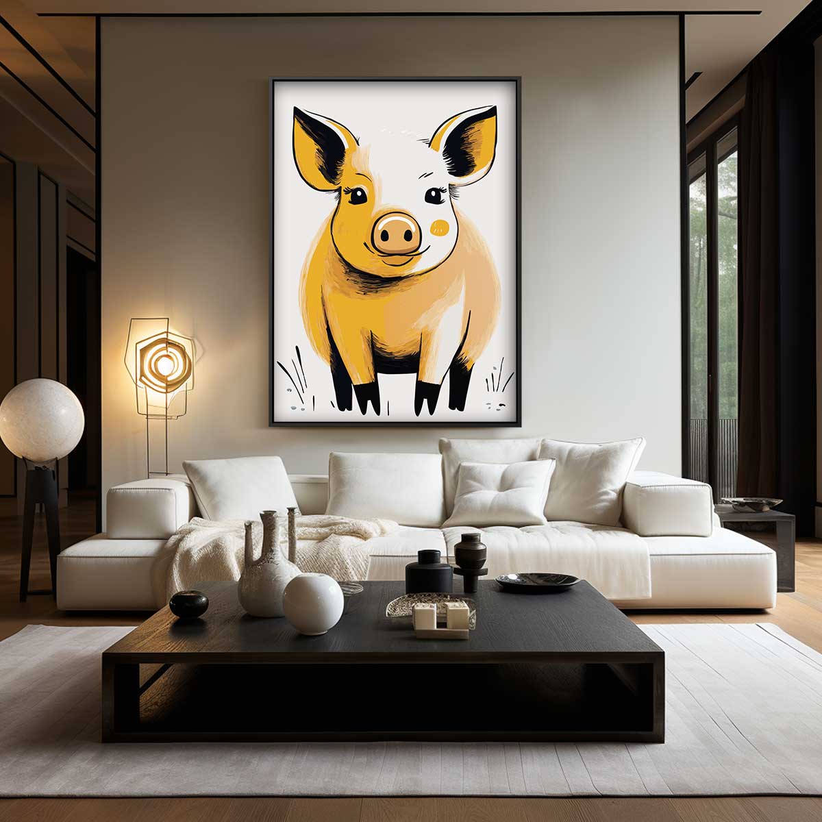 Vrolijk Varkentje Kunstwerk-canvas-dibond-plexiglas-wanddecoratie-WallArtistic