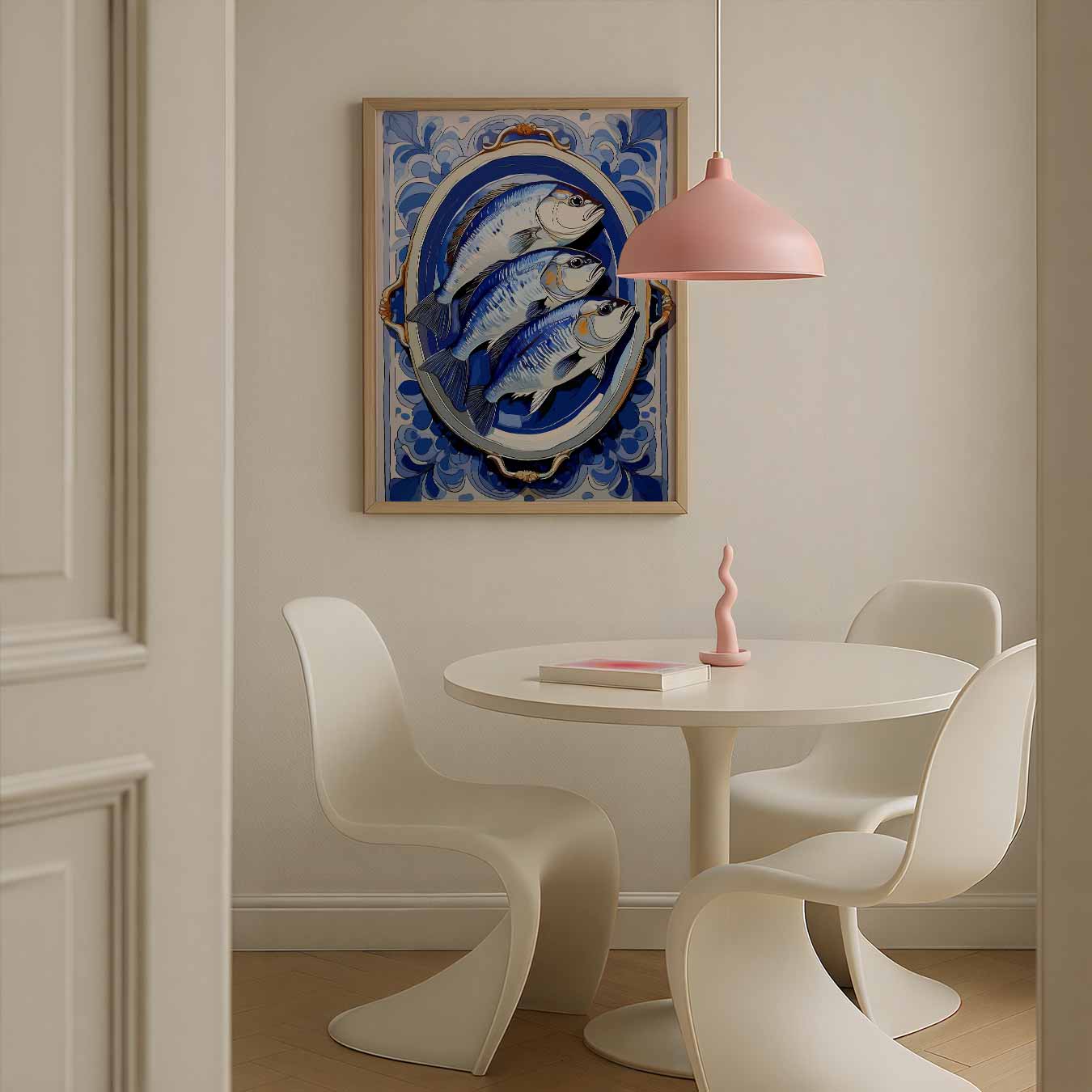 Stijlvolle Blauwe Visprint Poster-WallArtistic