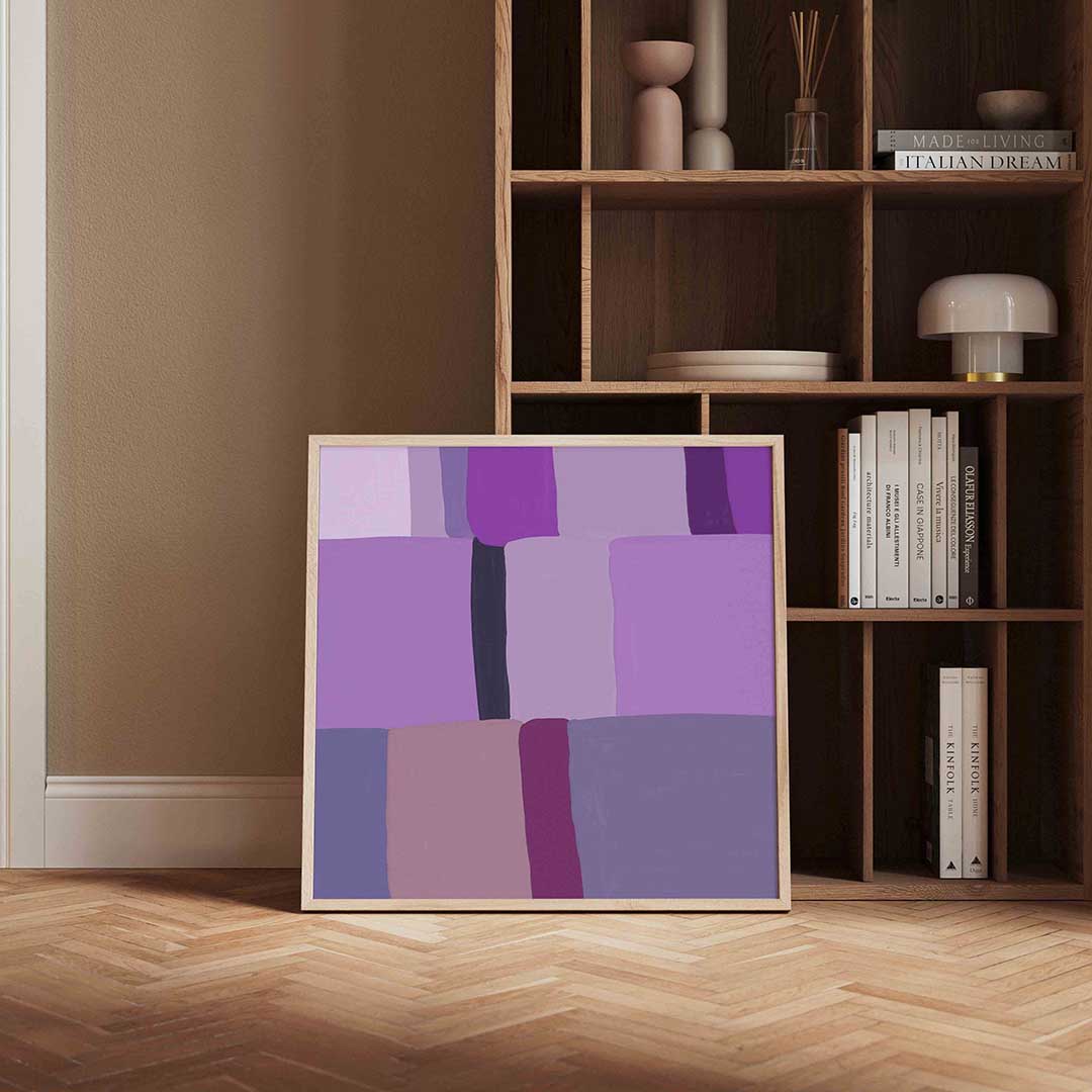 Paarse rechthoeken Poster