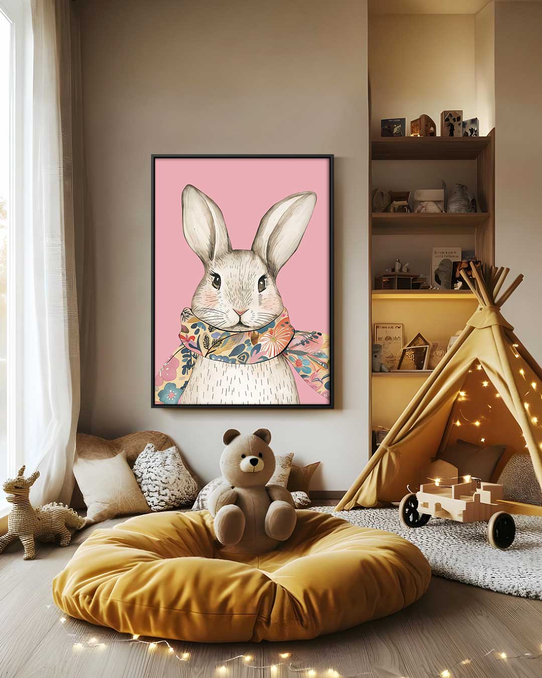 Stijlvolle Konijn Illustratie Kunstwerk-canvas-dibond-plexiglas-wanddecoratie-WallArtistic