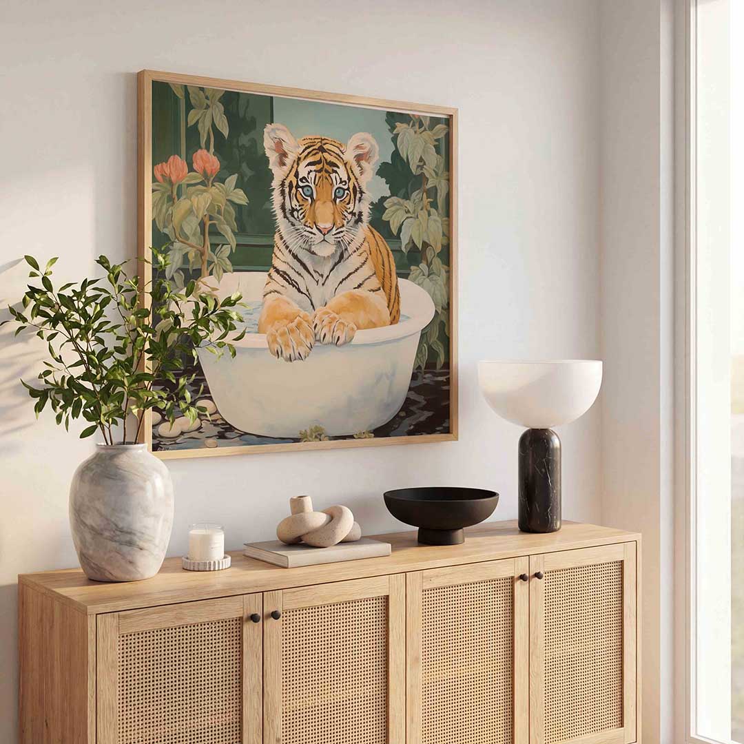 Tijger in bad Poster