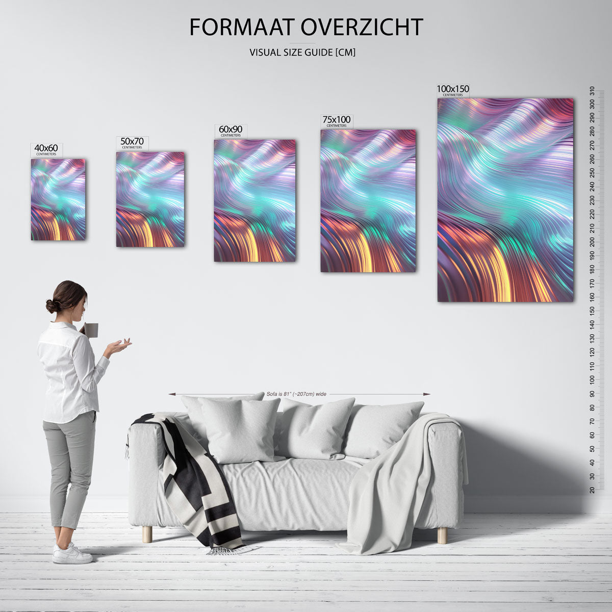 Golvende kleuren Kunstwerk