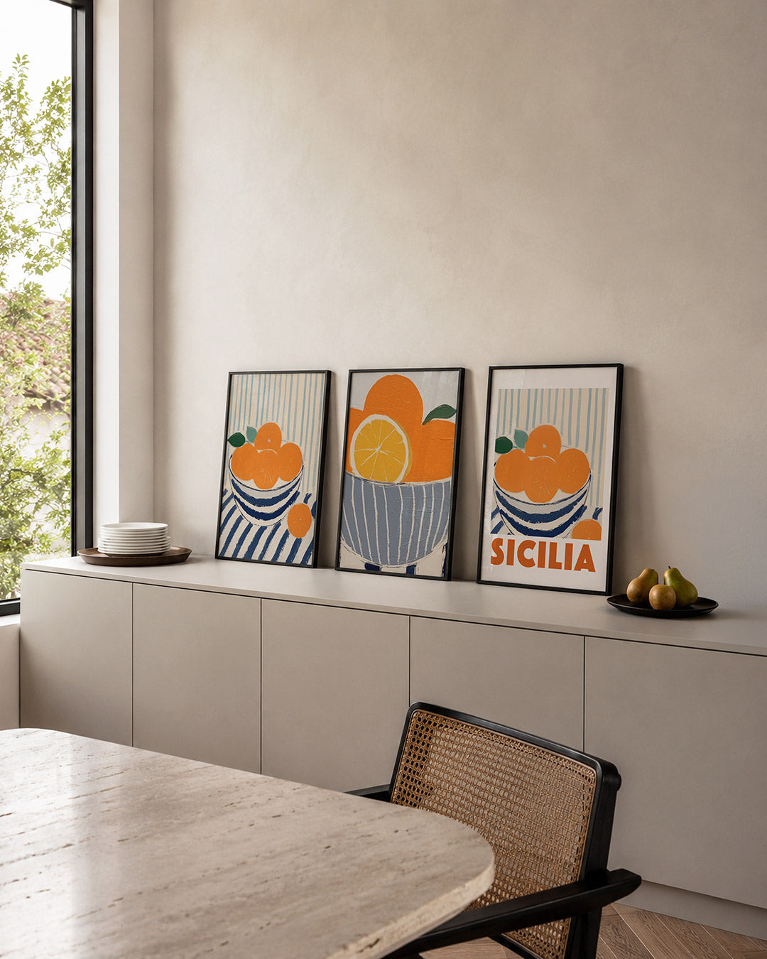 Fruit en strepen Posterset