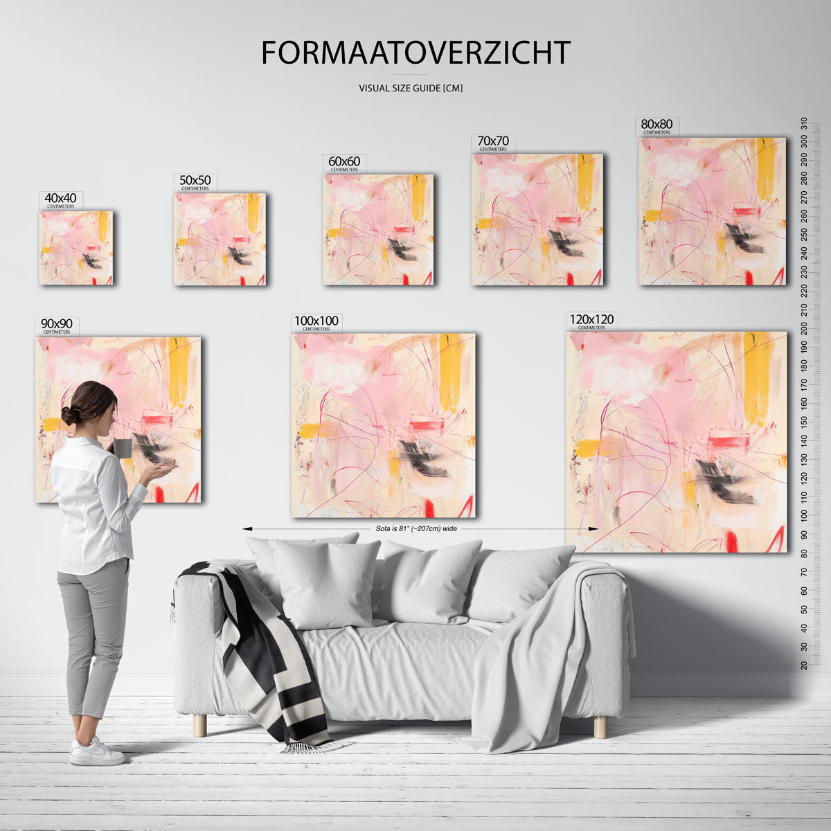 Abstracte roze en gele Poster