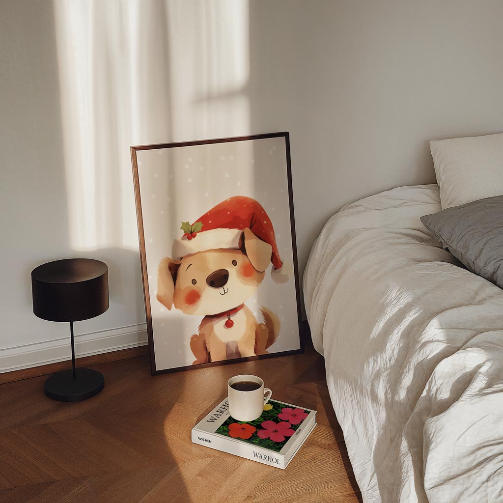 Schattige Kerst Puppy Poster-WallArtistic