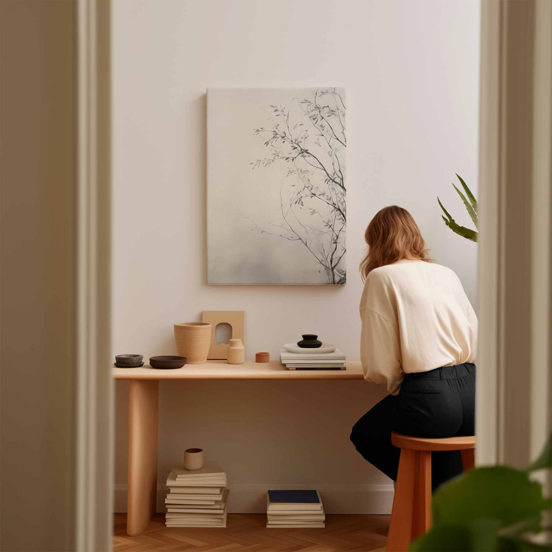 Minimalistische Natuur Schets Kunstwerk-canvas-dibond-plexiglas-wanddecoratie-WallArtistic