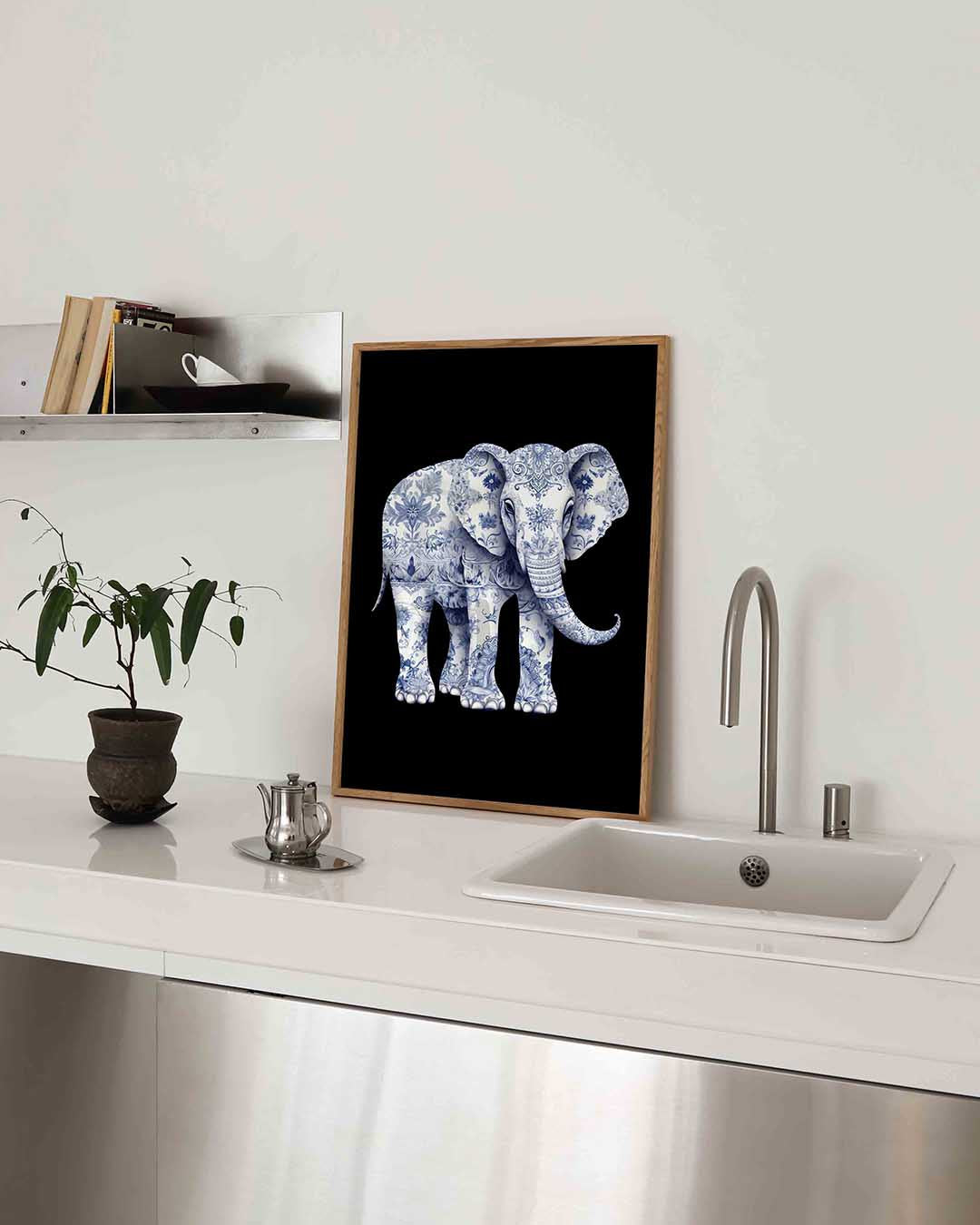 Olifant met bloemenpatroon Poster