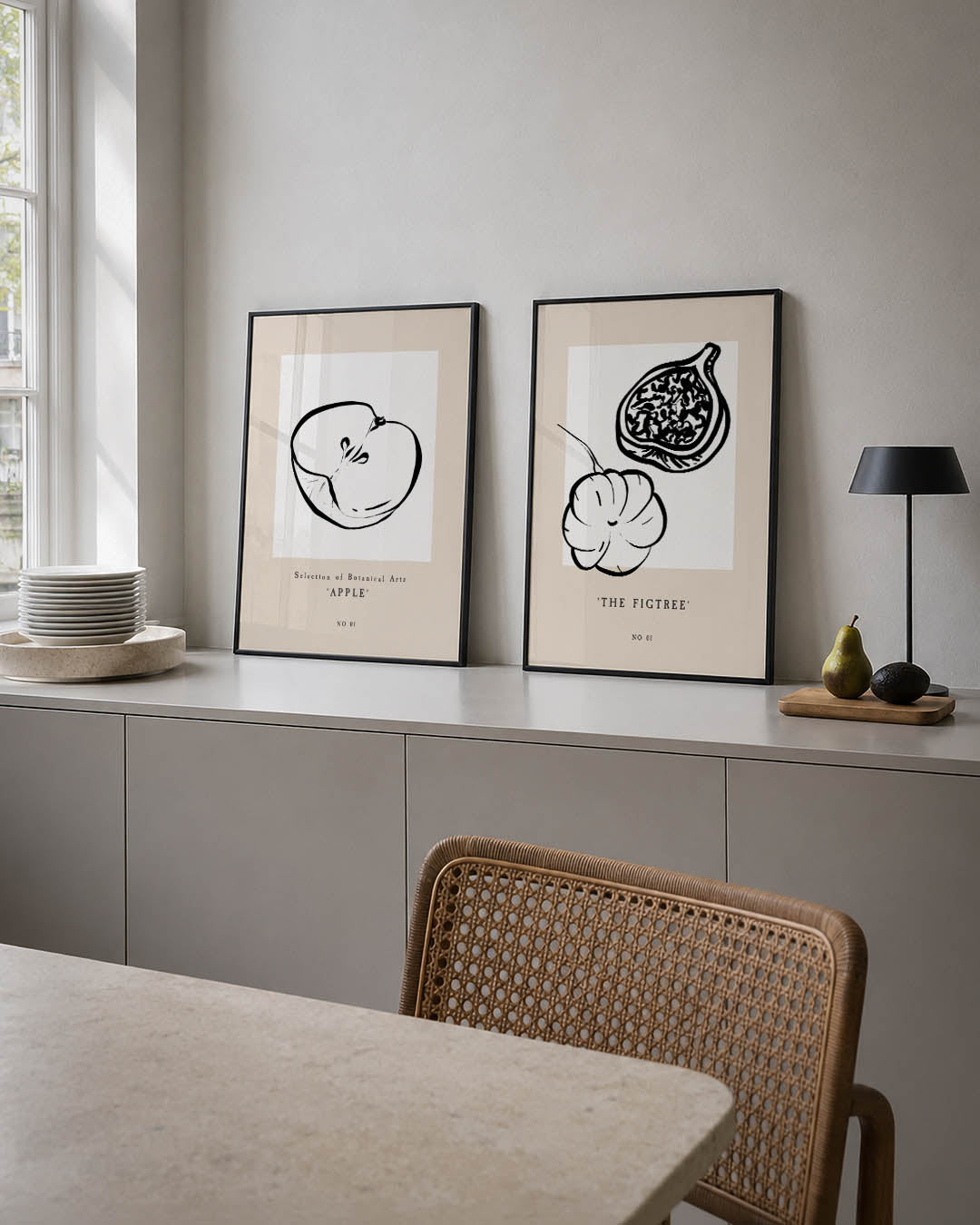 Zwart wit fruitvorm Posterset