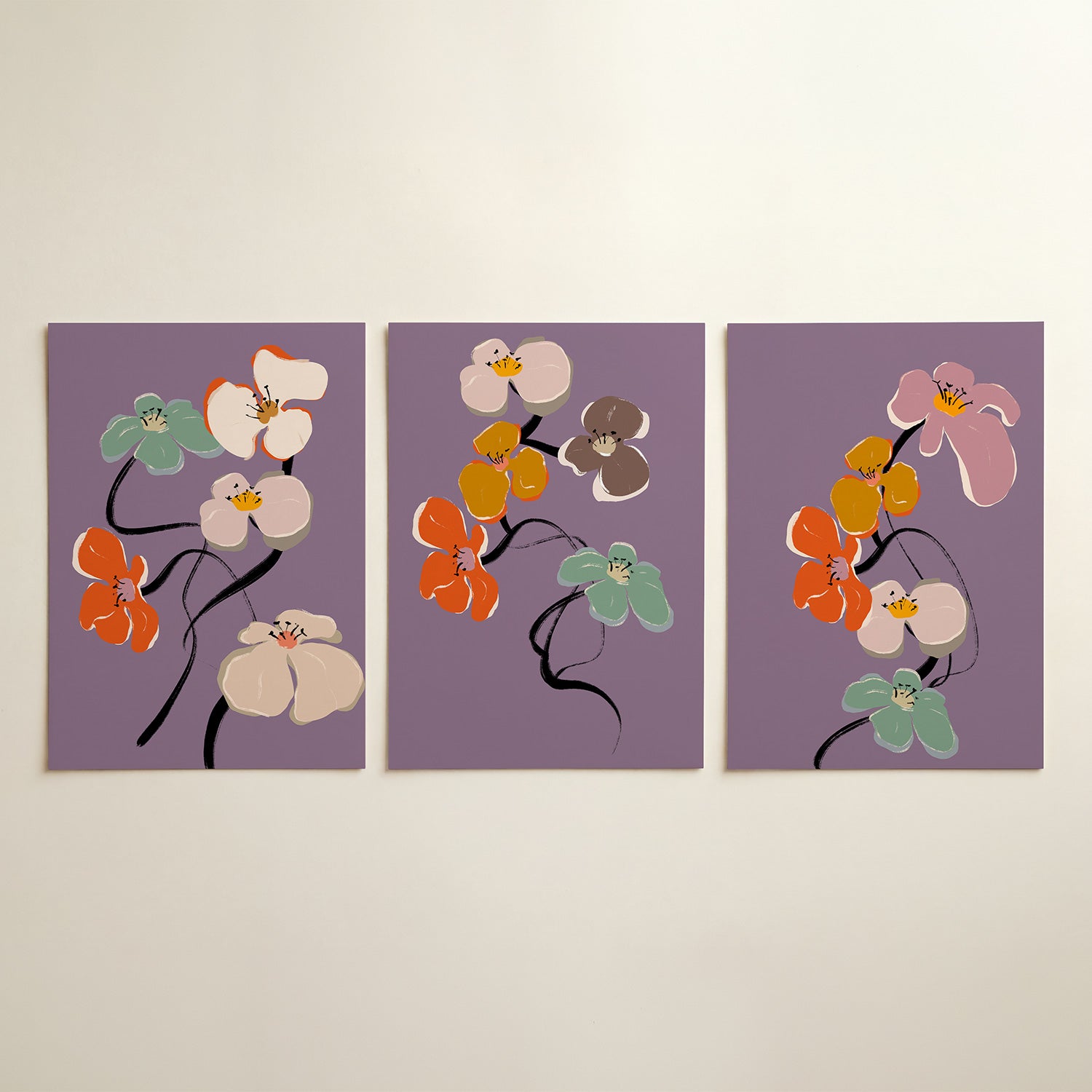 Bloemrijke lijnen Posterset