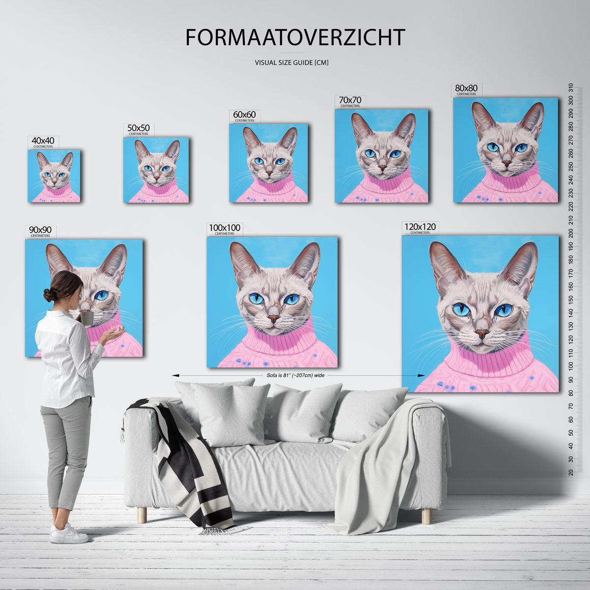 Kat met roze trui Poster