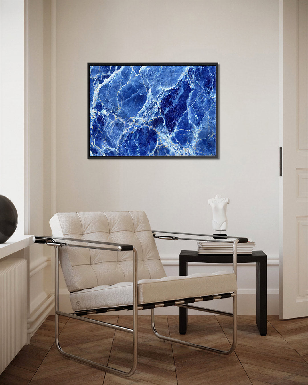 Blauwe marmerstructuur Kunstwerk