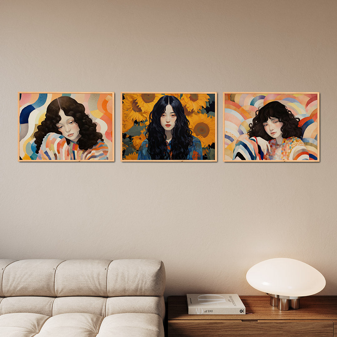 Kleurrijke golven Posterset