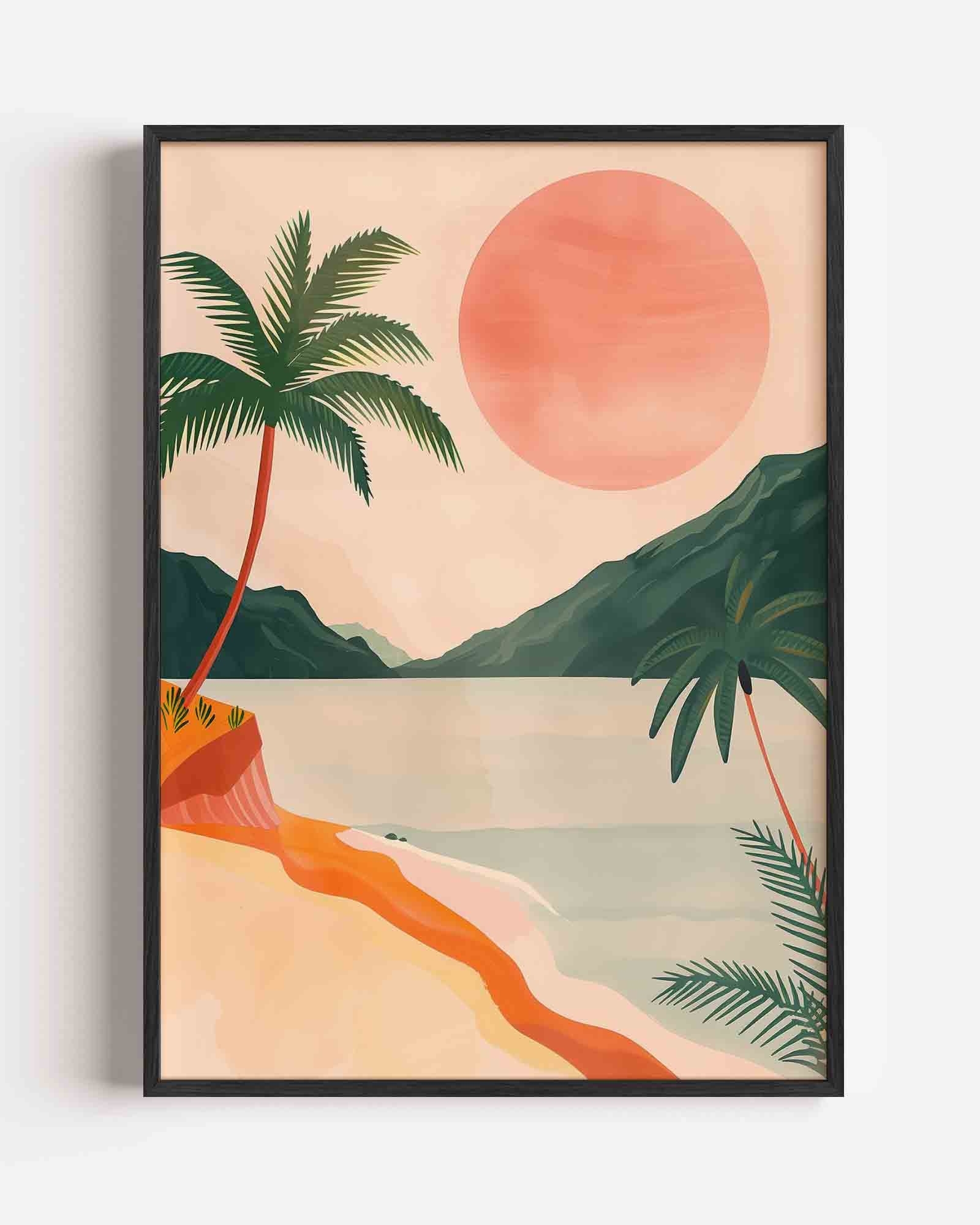 Palmbomen en zon Poster