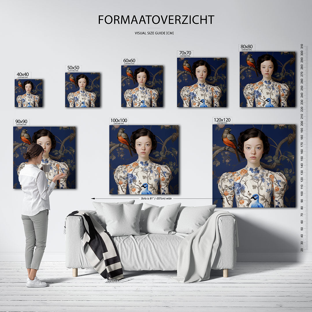 Vogels en bloemen portret Kunstwerk