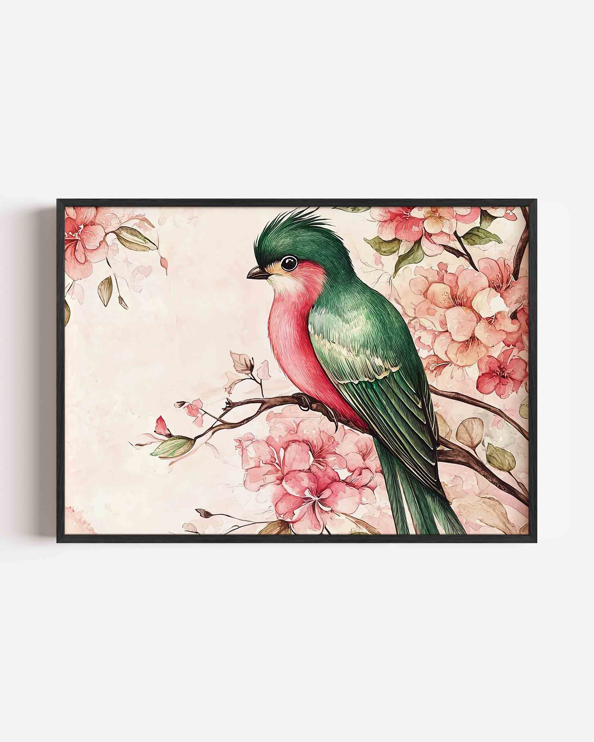 Vogel en bloemen Poster