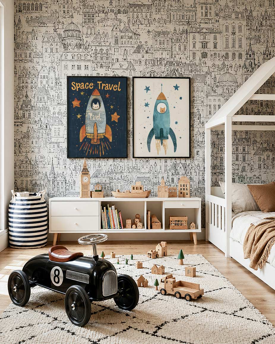 Ruimteavontuur illustratie Posterset