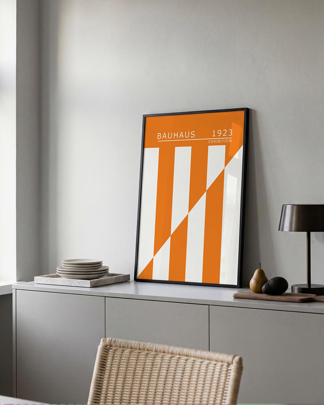 Oranje lijnenspel Poster