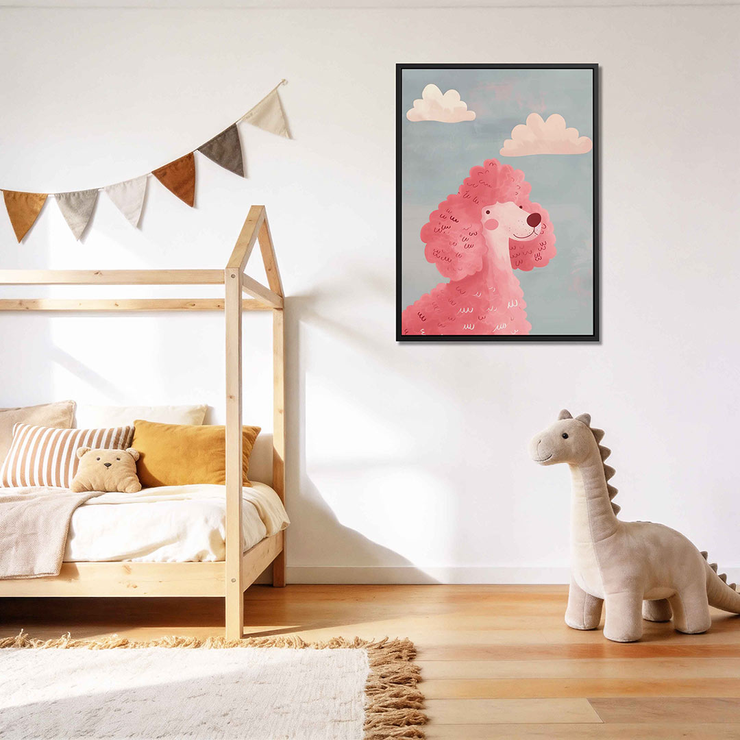 Speelse hond en wolken Kunstwerk