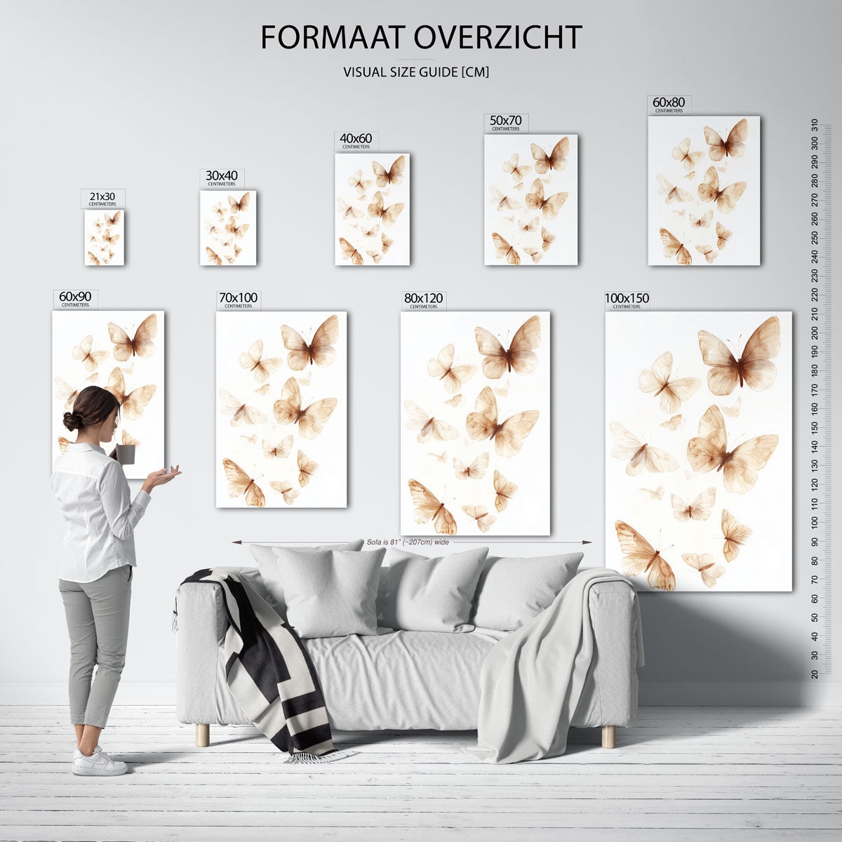 Vlinders in beige Poster