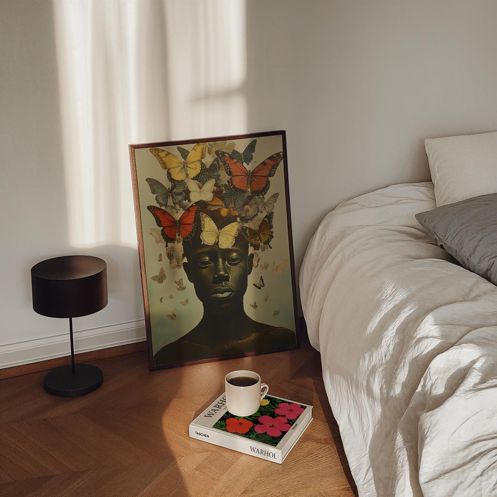 Vlinders in je Haar Kunstposter-WallArtistic