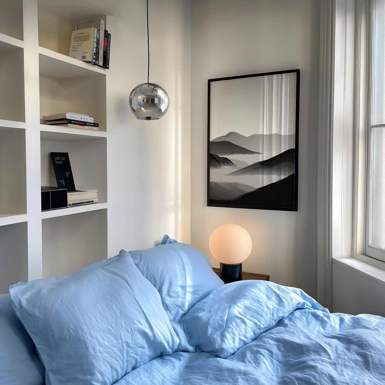 Rustgevende Bergen in Zwart-Wit Poster-WallArtistic