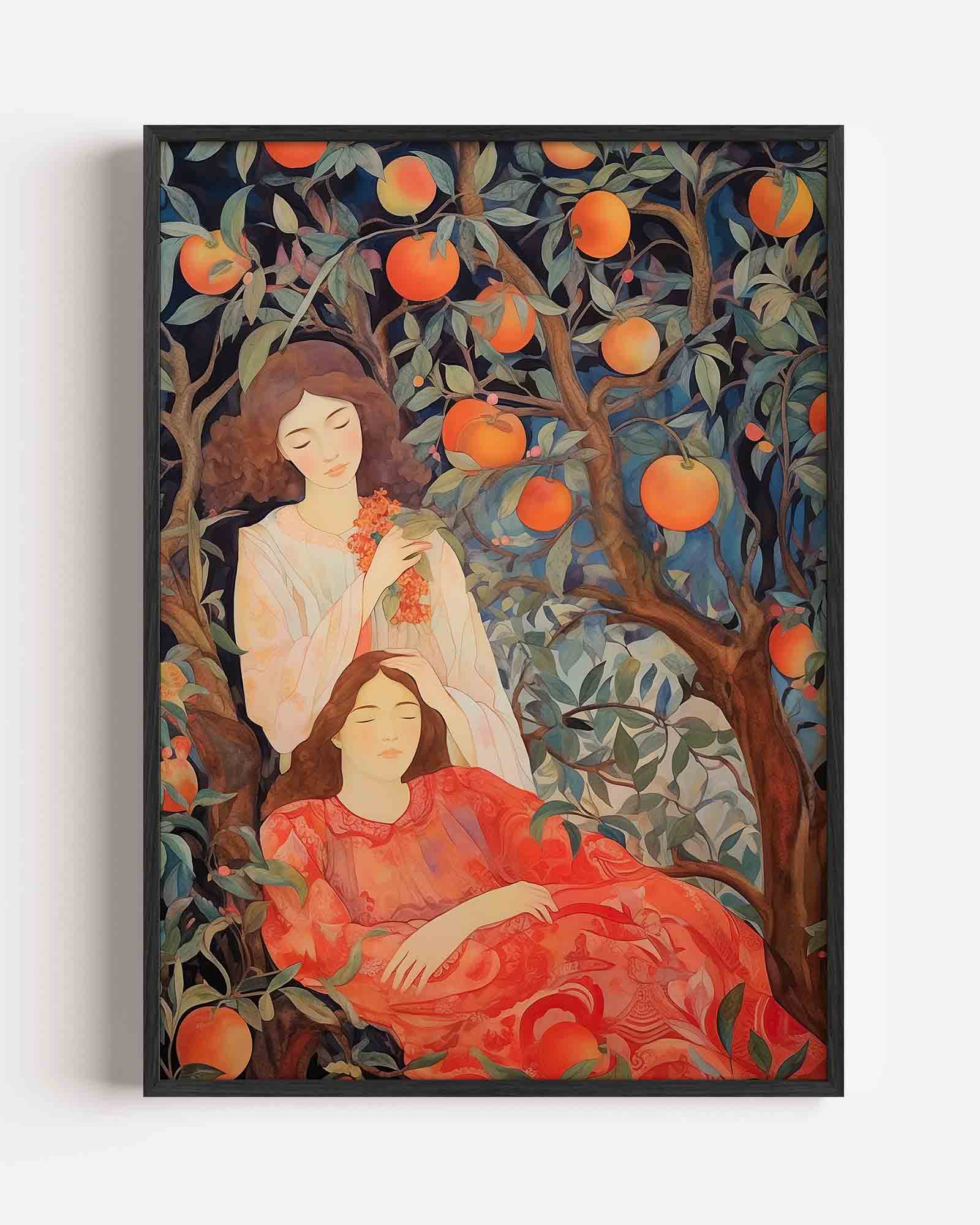 Twee vrouwen onder sinaasappelboom Poster