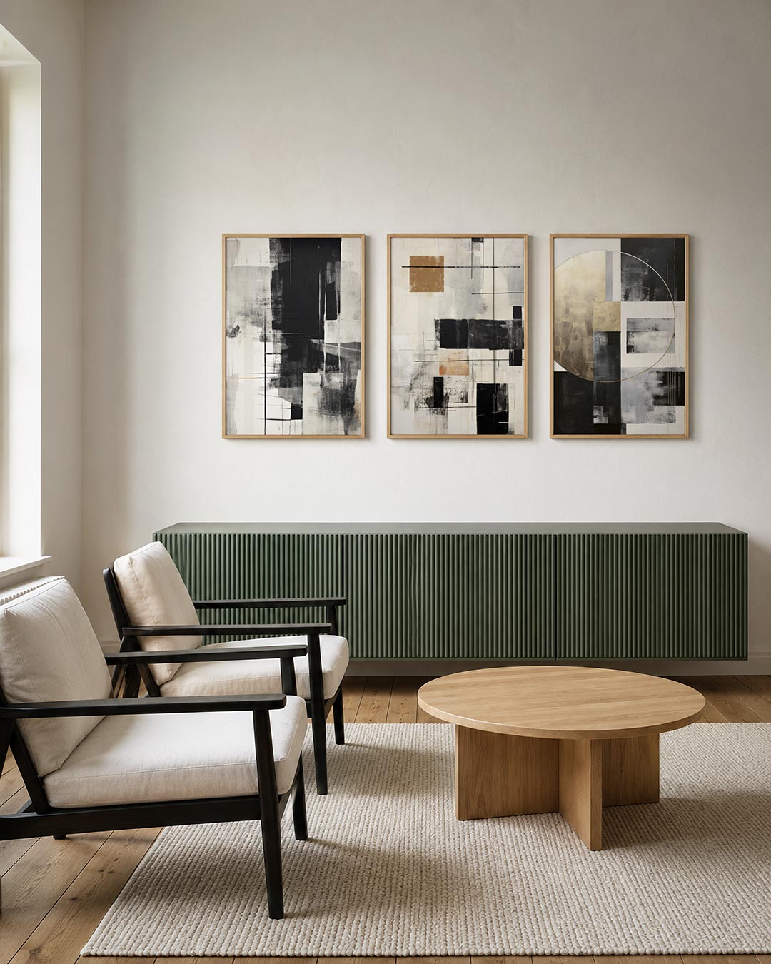 Zwart wit lijnenspel Posterset