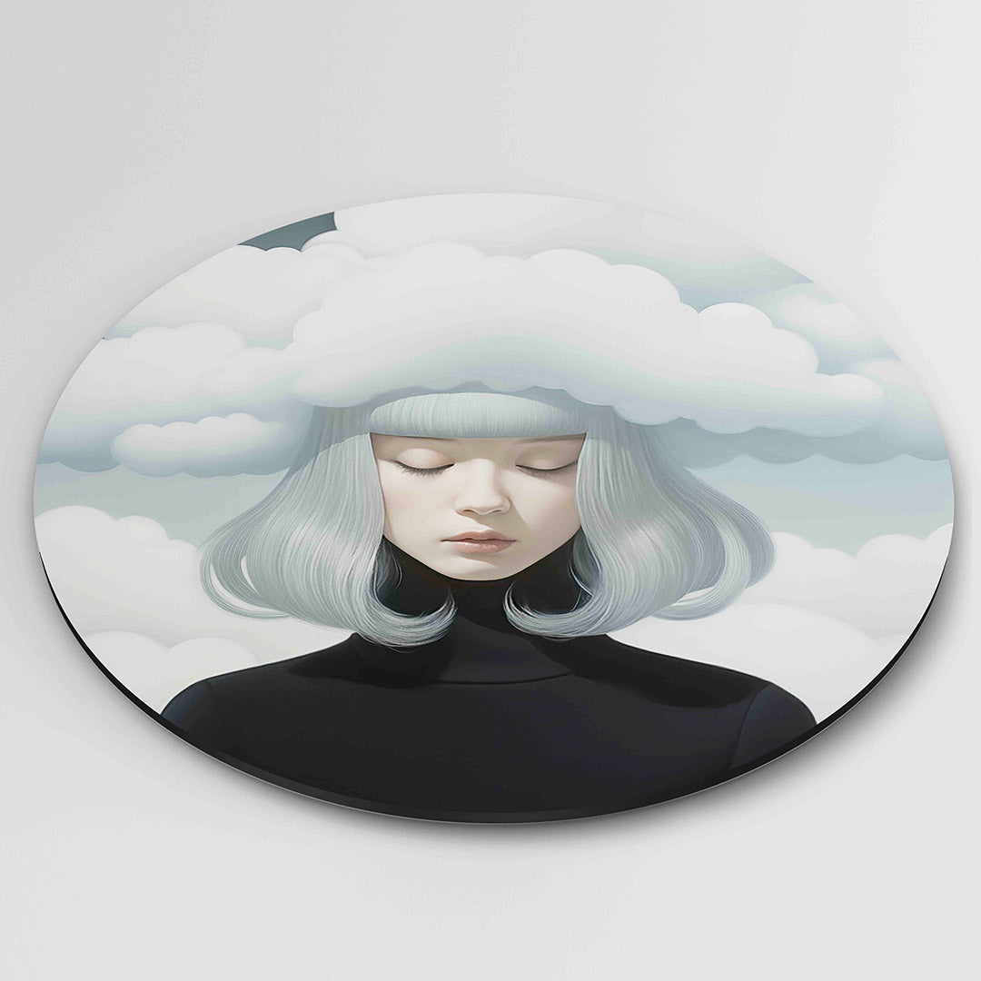Vrouw met wolken Muurcirkel