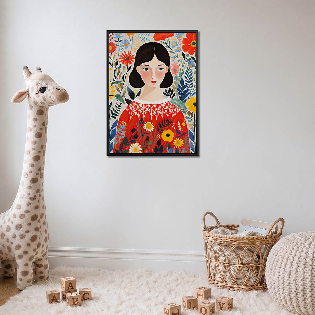 Vrouw met bloemen Kunstwerk