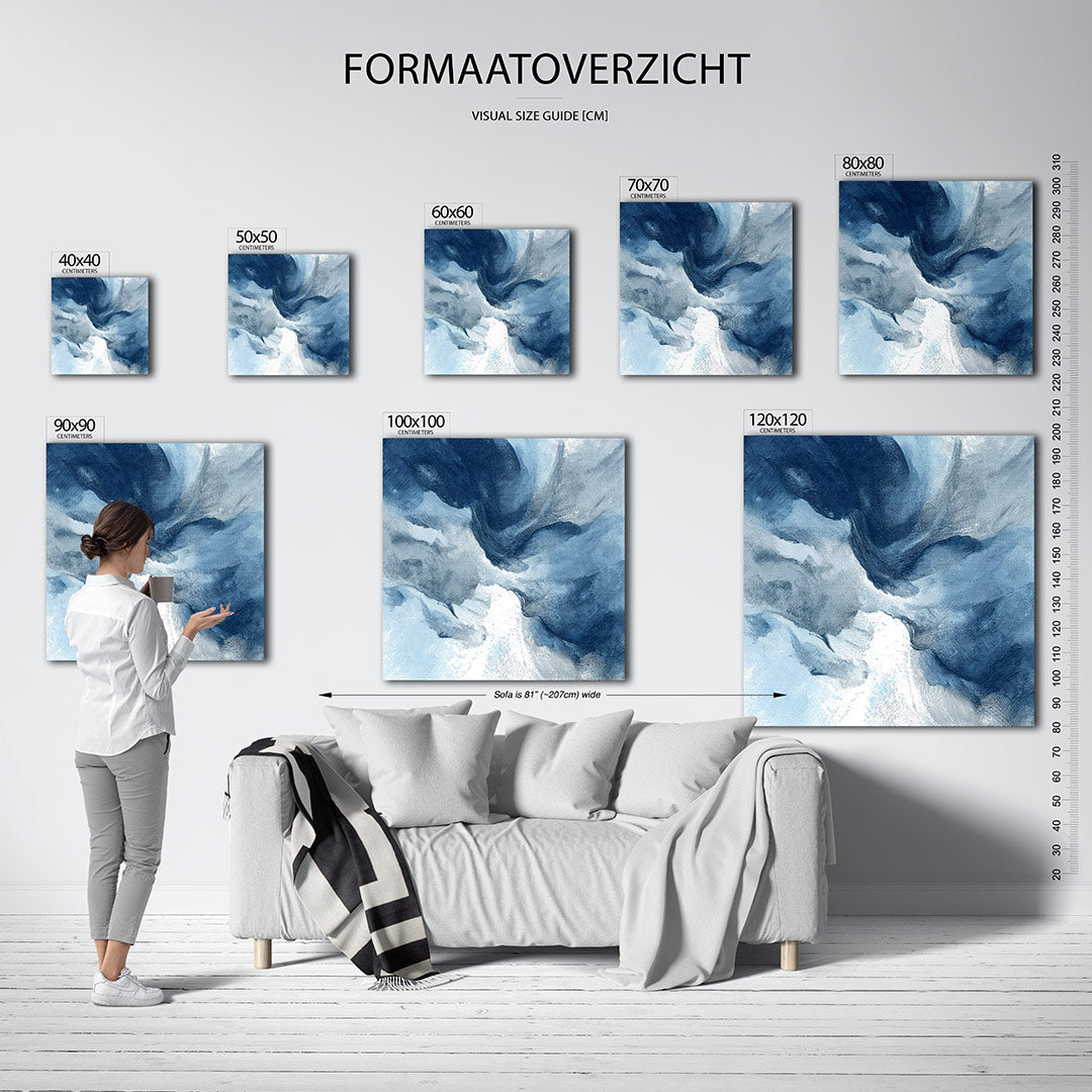 Golvende blauwe vormen Kunstwerk