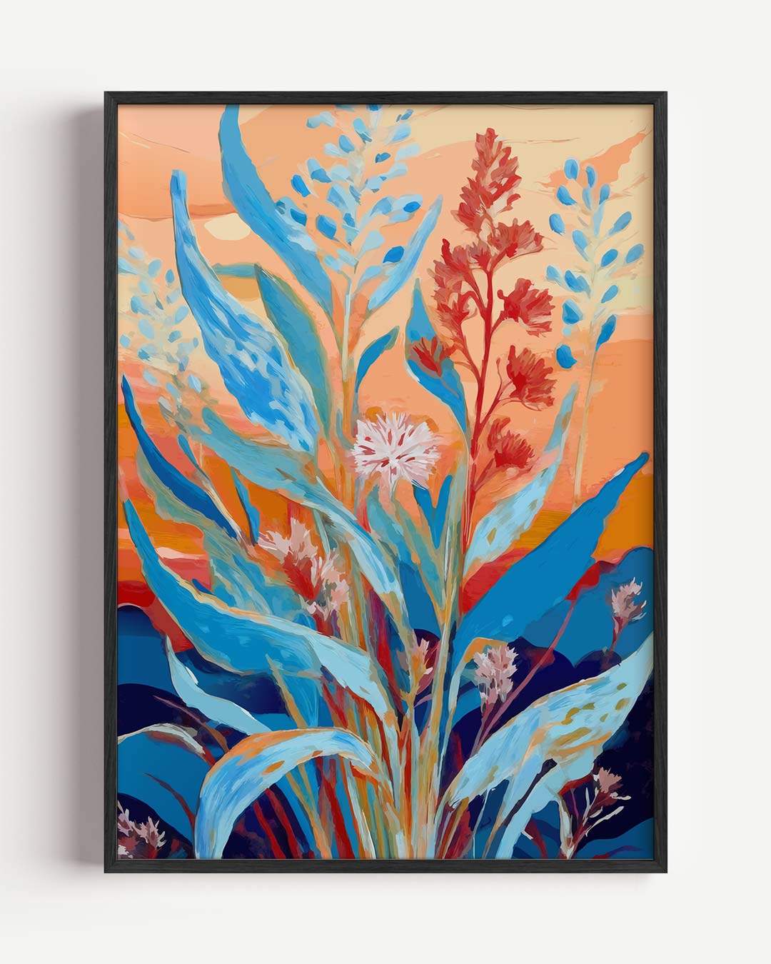 Kleurrijk Bloemenveld in Zonsondergang Poster-WallArtistic