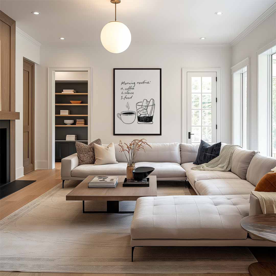 Ontspannen Ochtendritueel Illustratie Kunstwerk-canvas-dibond-plexiglas-wanddecoratie-WallArtistic
