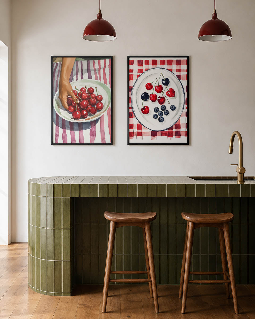 Kersen en strepen Posterset