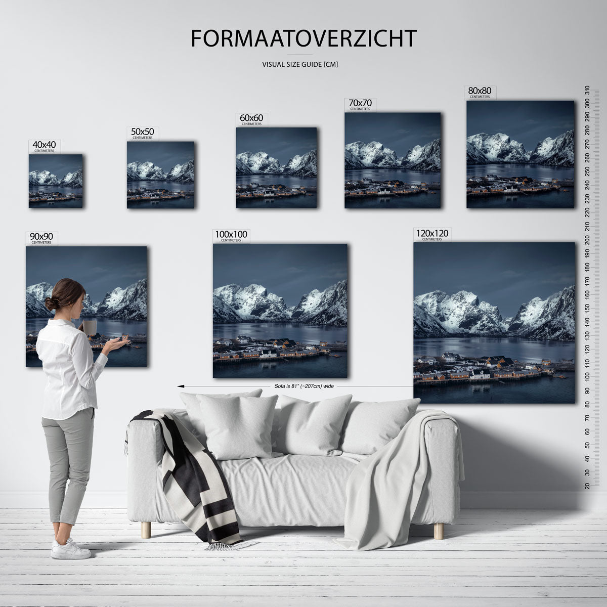 Berglandschap met dorp Poster