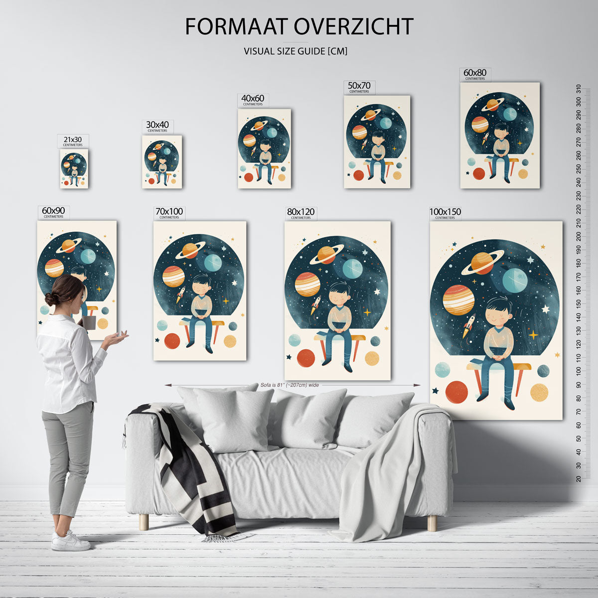 Jongen met planeten Poster
