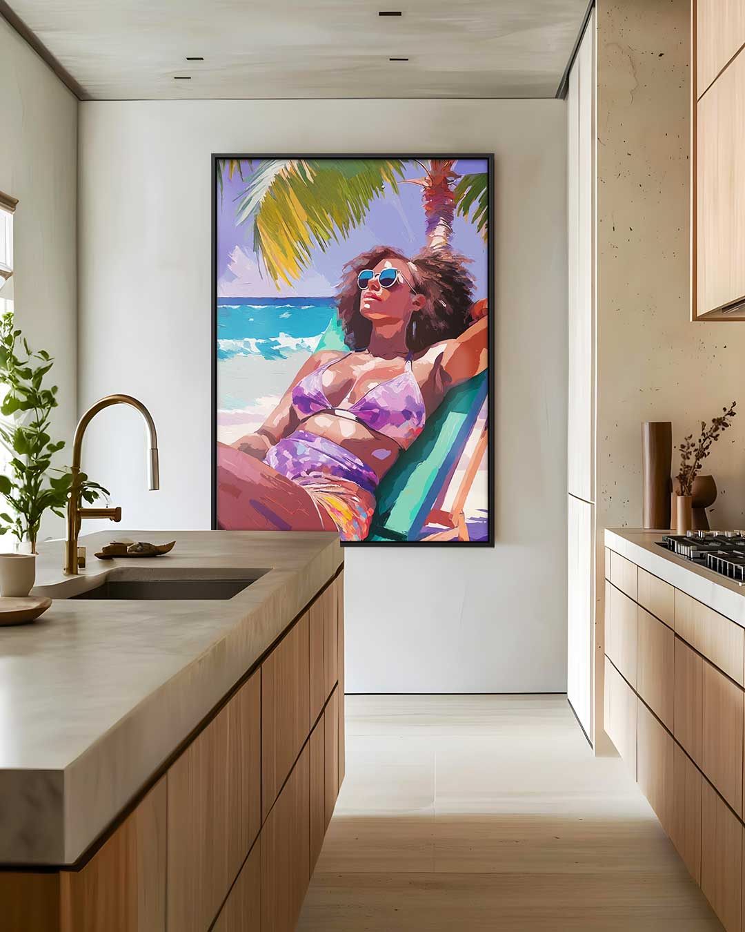 Zomers Genieten op het Strand Kunstwerk-canvas-dibond-plexiglas-wanddecoratie-WallArtistic